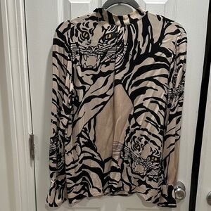 Valentino Black and Cream Tiger Patterned Top